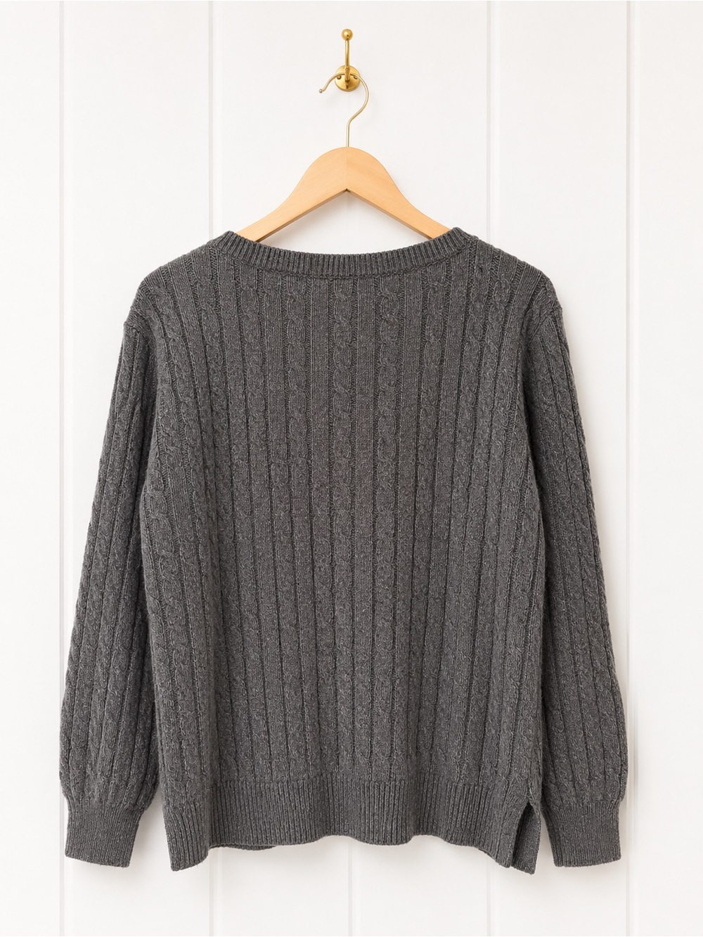 Lauren Ralph Lauren Gray Cable Knit Crewneck Sweater - Picture 2 of 2